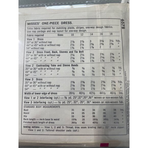 Simplicity 6578 Sewing Pattern Size 12 Misses One Piece Dress Vintage 60s UNCUT - Picture 6 of 7